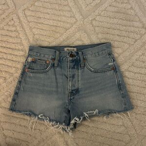 Madewell Light Blue Frayed Hem Jean Shorts